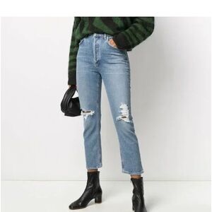 Agolde • Riley - distressed high rise crop jean